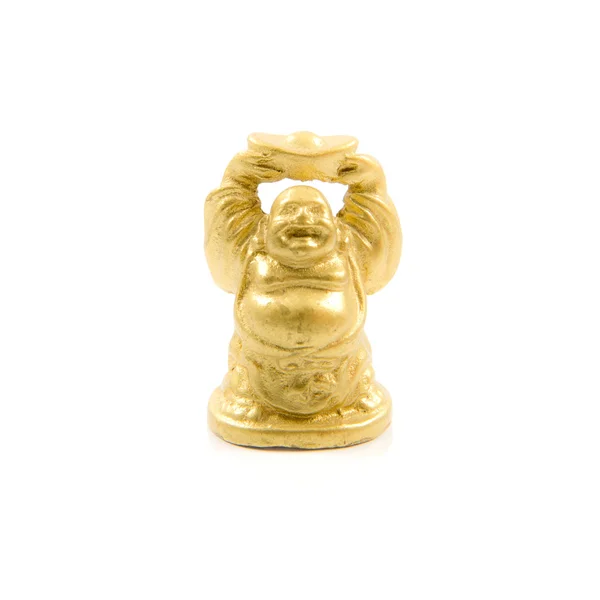 Goldbuddha. Chinesischer Gott isoliert auf Weiß — Stockfoto