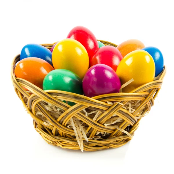 Easter eggs in a basket — Stock Photo, Image