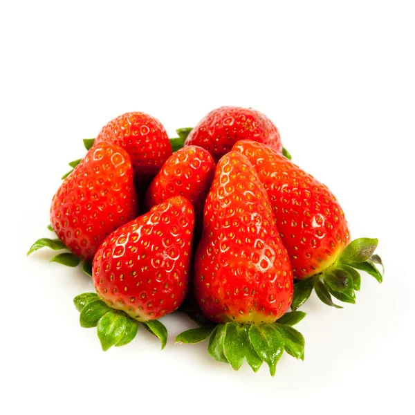 Strawberries with leaves. Isolated on a white background. — Stock Photo, Image