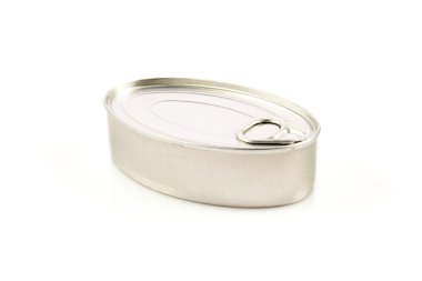 teneke kutu üzerinde beyaz izole. Teneke bir stüdyo çekim wi izole