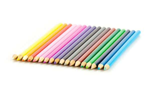 Lápices de colores aislados sobre fondo blanco. Muchos col diferentes —  Fotos de Stock
