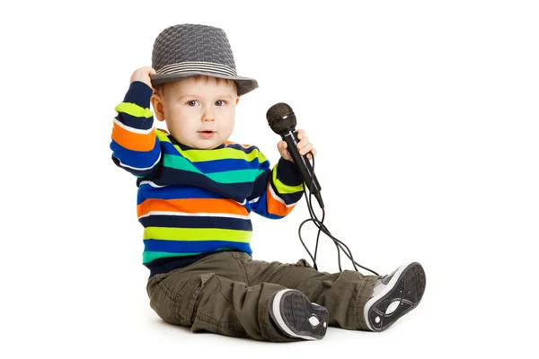 Portret van gelukkig prachtige kleine jongen geïsoleerd op witte backgro — Stockfoto