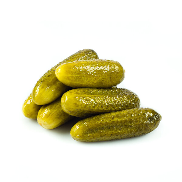 pickled cucumbers. Gherkins on a white background