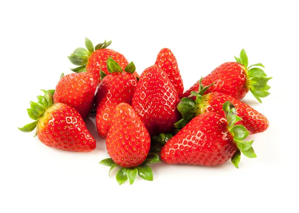 Strawberries with leaves. Isolated on a white background. — Stock Photo, Image