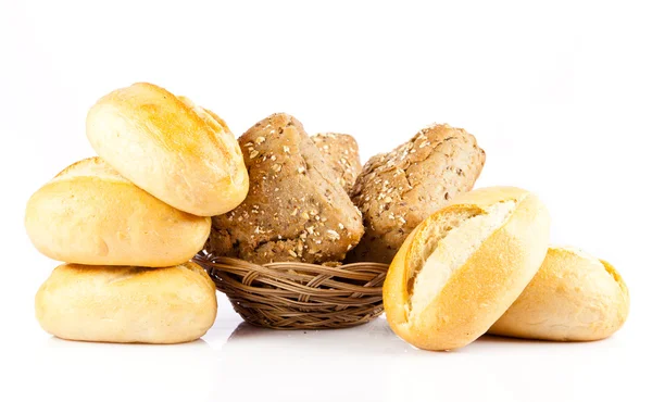 Bread on a white background. delicious buns isolated on white — Stock Photo, Image