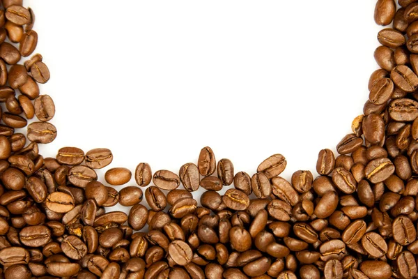 Coffee Border. brown coffee beans isolated on white background. — Stock Photo, Image