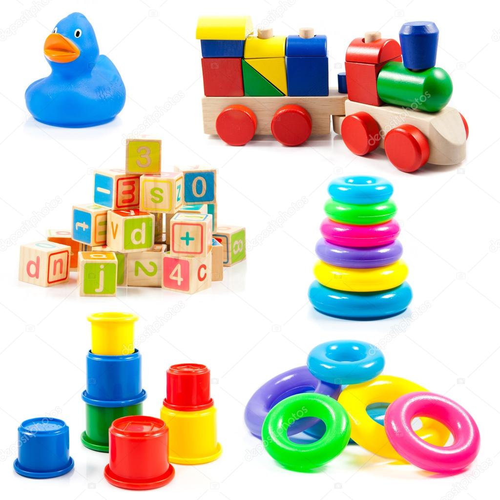 children toys. Toys collection isolated on white background