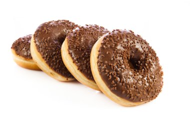 Çikolatalı donuts. Beyaz bir arka plan üzerinde izole. halka