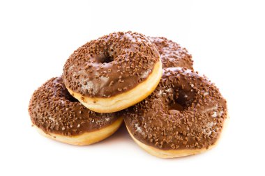 Çikolatalı donuts. Beyaz bir arka plan üzerinde izole. halka
