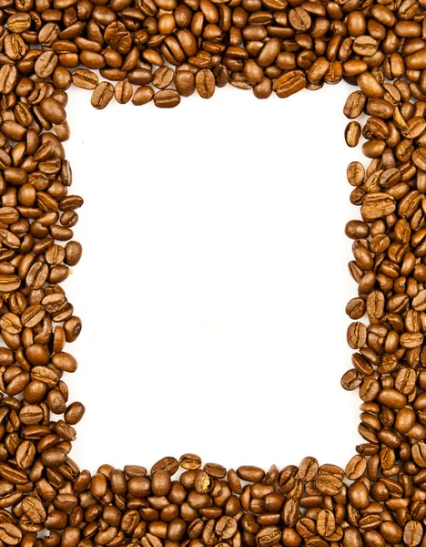 Coffee Border. grains de café brun isolés sur fond blanc . — Photo