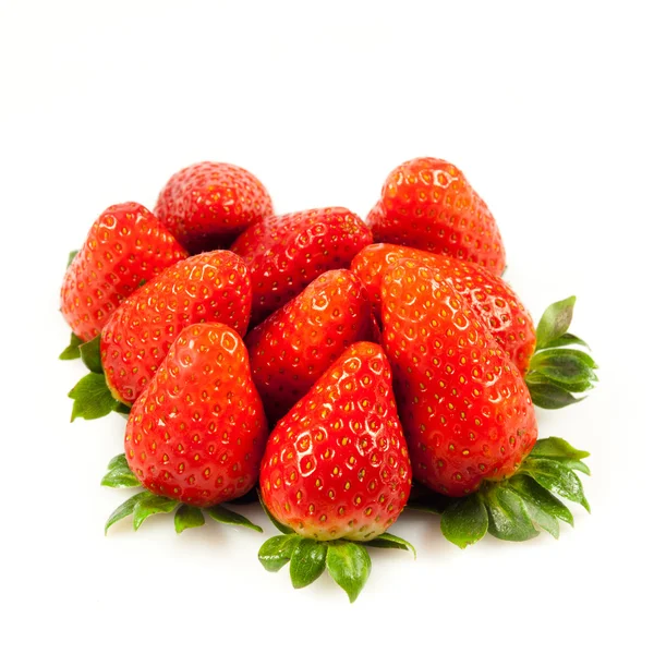 Strawberries with leaves. Isolated on a white background. — Stock Photo, Image