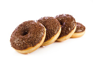 Çikolatalı donuts. Beyaz bir arka plan üzerinde izole. halka