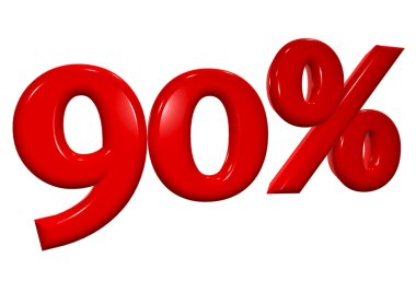 beyaz zemin üzerine kırmızı harflerle yüzde 90'ı