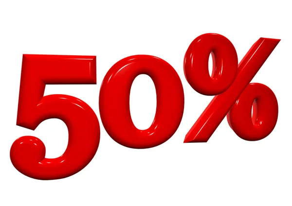 50 percent in red letters on a white background — Stock Photo, Image