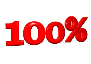 beyaz zemin üzerine kırmızı harflerle yüzde 100