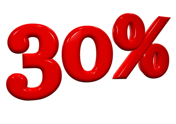 30 percent in red letters on a white background — Stock Photo, Image