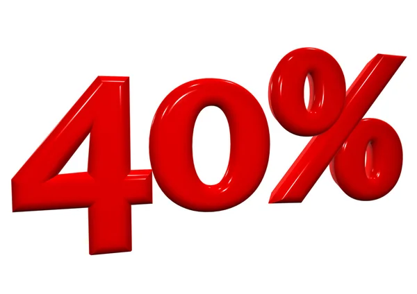 40 percent in red letters on a white background — Stock Photo, Image