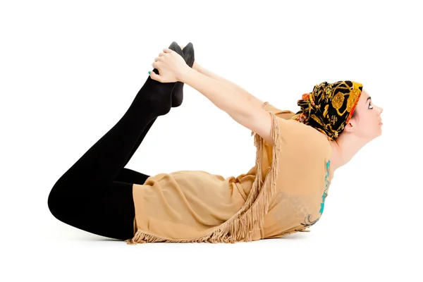 Woman doing yoga. isolated on white background — Stock Photo, Image