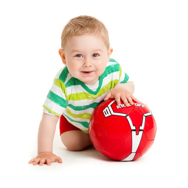 Little boy playing with a ball. beautiful little kid play with — Zdjęcie stockowe