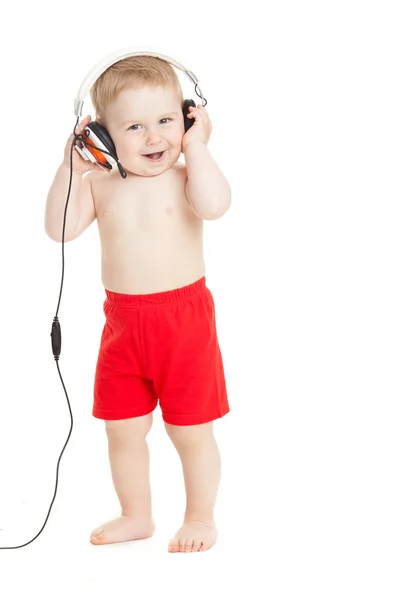Baby with headphone. young DJ Stock Image