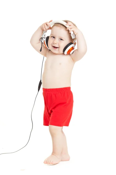 Bebé con auriculares. joven DJ — Foto de Stock