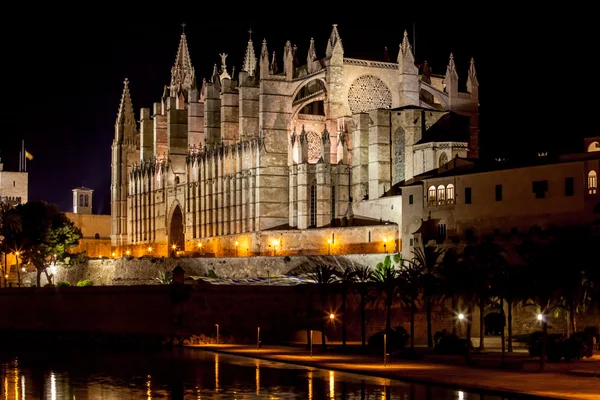 Cathedral of Palma de Mallorca La Seu night view — Stock Photo, Image