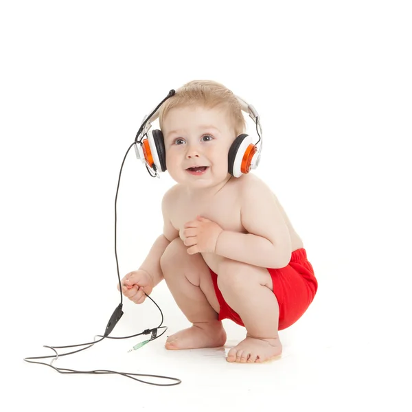 Baby with headphone. young DJ Stock Picture