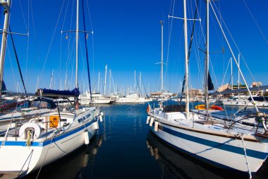 tekneler Harbor. Marina deniz araçları yay