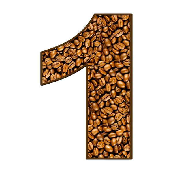 Numero da chicchi di caffè su bianco. 1 — Foto Stock
