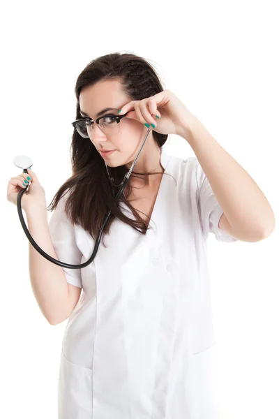 Médecin femme avec stéthoscope . — Photo