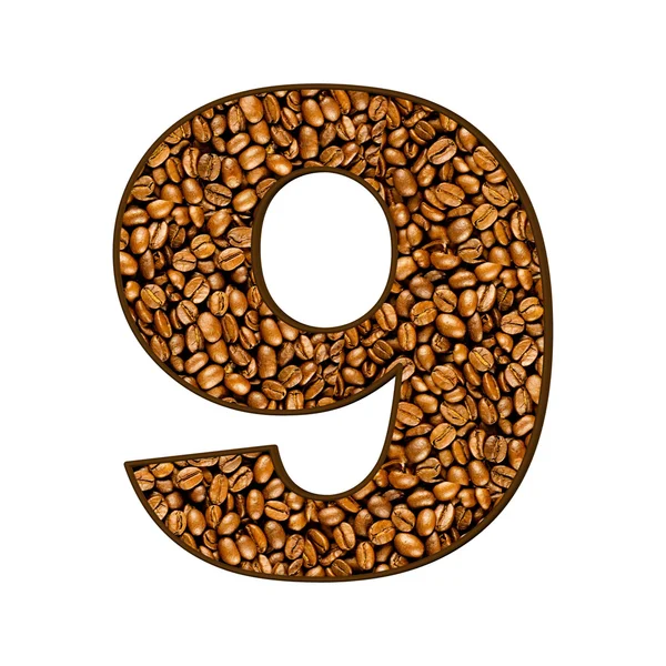 Number from coffee beans on white. 9 Royalty Free Stock Photos