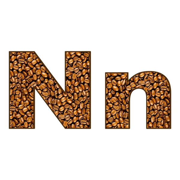 Kaffe brev på vitt. en bokstav i alfabetet kaffe — Stockfoto