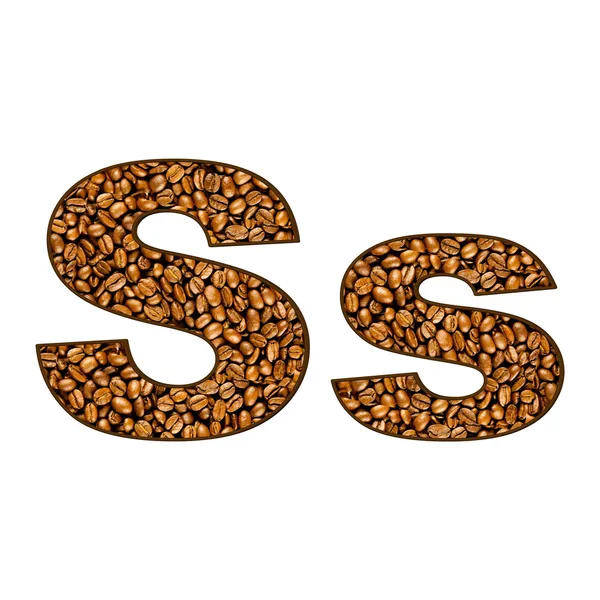 Kaffe brev på vitt. en bokstav i alfabetet kaffe — Stockfoto