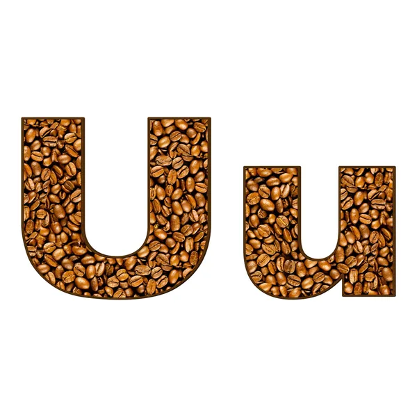 Káva dopis na bílém pozadí. jedno písmeno abecedy kávy — Stock fotografie
