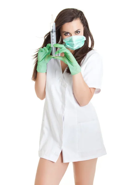 Doctor woman with medical syringe — Stock Photo, Image