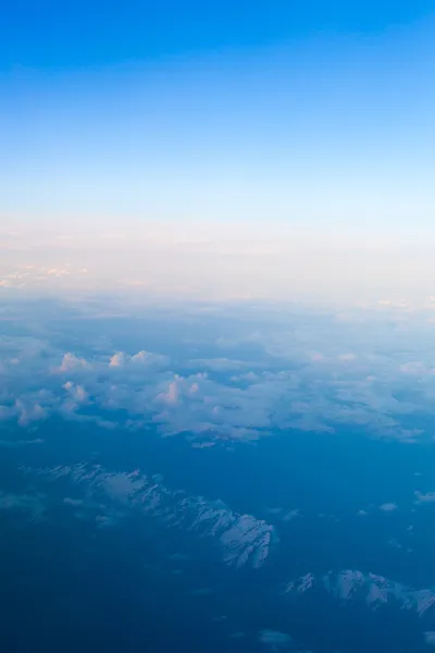 Blue sky and white cloud. blue sky high view from airplane — Stock Photo, Image