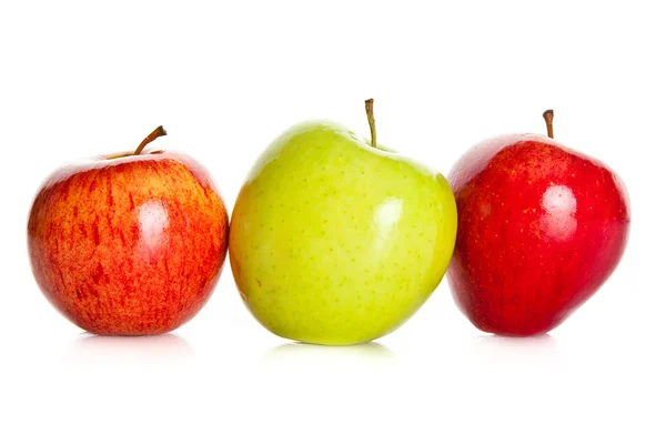 Fresh colorful apples isolated on white background — Stock Photo, Image