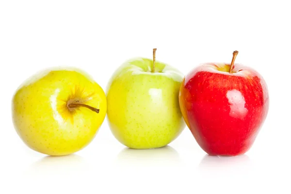 Fresh colorful apples isolated on white background — Stock Photo, Image