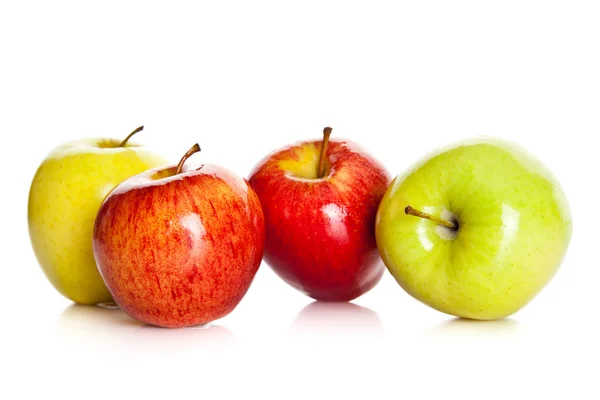 Fresh colorful apples isolated on white background — Stock Photo, Image