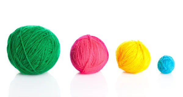 Colorful different thread balls. wool knitting on white backgr — Stock Photo, Image