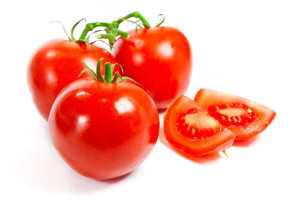 흰색 절연 덩굴에 토마토의 근접 촬영 토마토 지점 — 스톡 사진