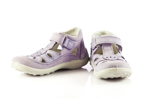 Purple sandals for kids. — Stock Photo, Image