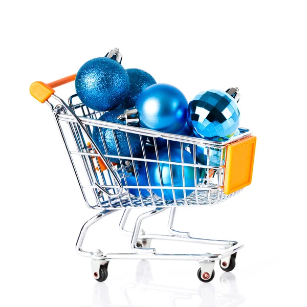 Shopping cart full of christmas balls — Stock Photo, Image