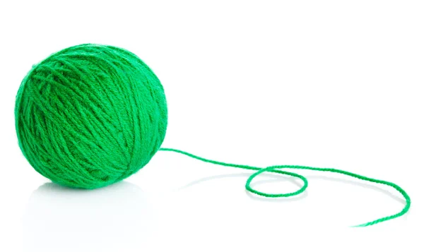 Bola de lana verde aislada en blanco — Foto de Stock
