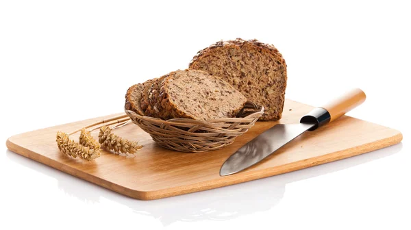 Whole grain bread isolated on white background. — Stock Photo, Image