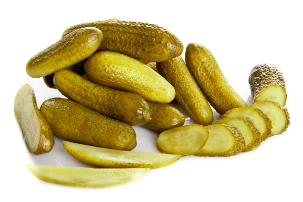 Pickled cucumbers. Gherkins on a white background — Stock Photo, Image