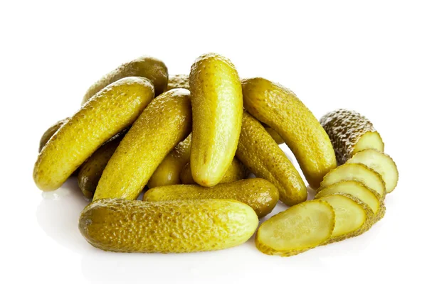 Pickled cucumbers. Gherkins on a white background — Stock Photo, Image