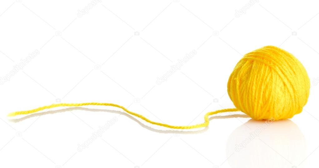 Yellow wool yarn ball isolated on white background Stock Photo by  ©ewastudio 34186931
