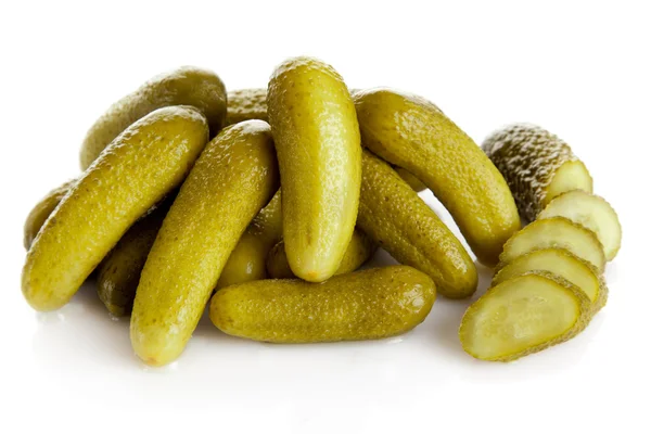 Pickled cucumbers. Gherkins on a white background — Stock Photo, Image