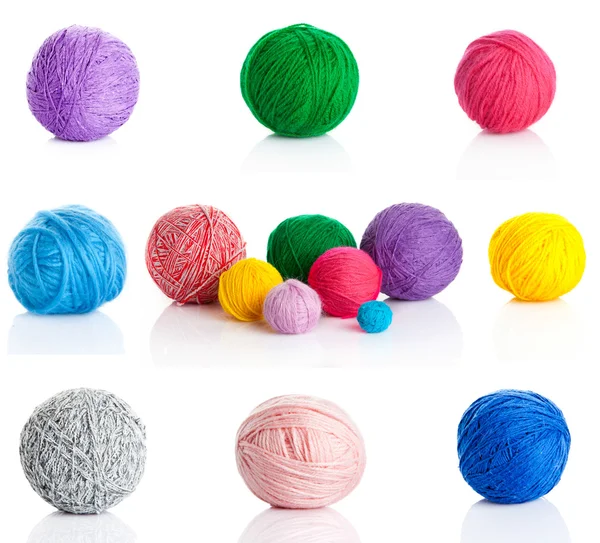 Collection of wool knitting on white background. — Stock Photo, Image